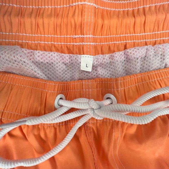 SHEIN Men's Ombre Drawstring Swim Trunks - Orange - Picture 3 of 5